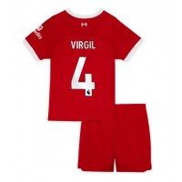 Camisa de time de futebol Liverpool Virgil van Dijk #4 Replicas 1º Equipamento Infantil 2023-24 Manga Curta (+ Calças curtas)
